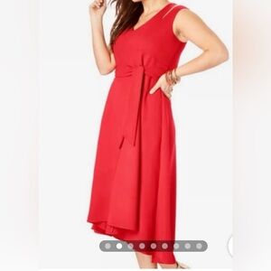 Roaman’s Redish-Orange Split Sleeved MIDI Dress Size 22/24